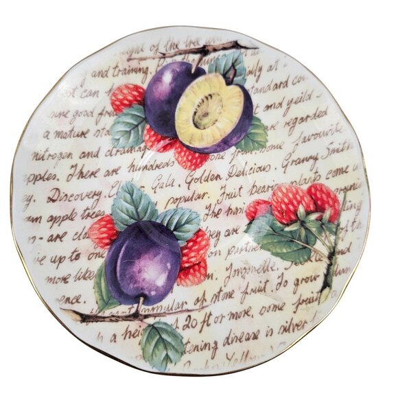 Royal Nobilta Fine Bone China Teacup Saucer Set Fruit Design England Vintage - Picture 7 of 9